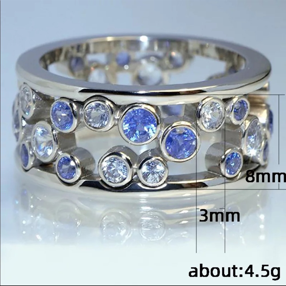 New Luxury 925 Silver Colorful Sapphire Ring - Picture 3 of 3